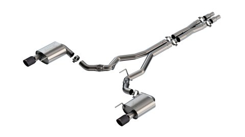 Borla ATAK Cat-Back Systems for 2024-2025 MUSTANG - 140961CFBA Exhaust System, ATAK, Cat-back, Stainless, Split Rear Exit, Turbo Muffler, Dual, 3.00 in. Diameter, Carbon Fiber Black Anodized Tips, Ford, Kit