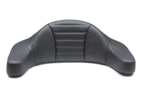 Mustang Motorcycle Products Deluxe Extended Arm Wrap-Around Backrests 79013SB 93-13 HD FL Super Touring Backrest - Black w/Blue Stitching