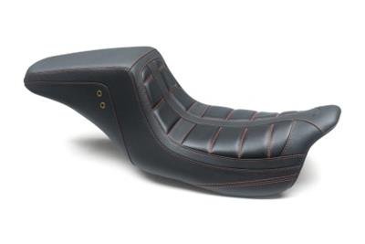 Mustang Motorcycle Products Squareback Seats 75239AB 08-21 HD Electra Glide,Rd Glide,Rd King,St Glide 1PC Seat - Black w/Red Stitching