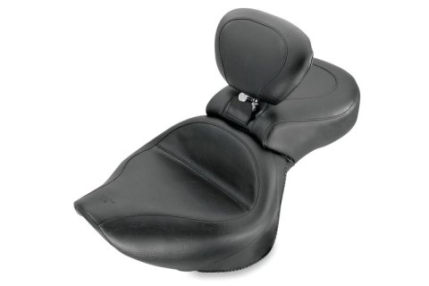Mustang Motorcycle Seats Powersports 79179 01-08 Honda VT750DC Spirit Wide Touring 1PC Seat w/ Driver Backrest - Black