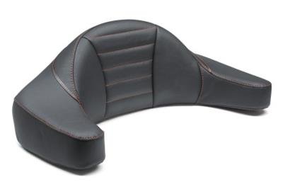Mustang Motorcycle Products Deluxe Extended Arm Wrap-Around Backrests 79013AB 93-13 HD FL Super Touring Backrest - Black w/Red Stitching