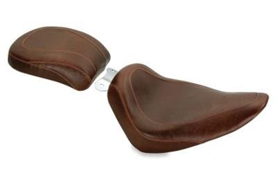 Mustang Motorcycle Products Wide Tripper Solo Smooth Seats 76814 Seat, Seat, Street Style, One-piece Rear, Vinyl, Distressed Brown, Harley-Davidson®, Each