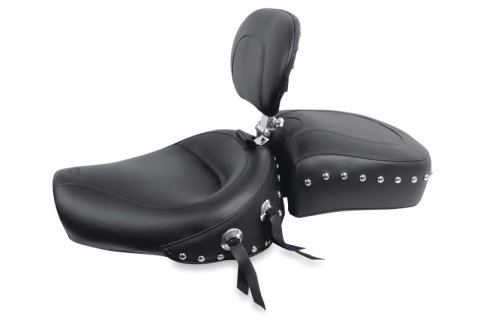 Mustang Motorcycle Seats Powersports 79106 82-03 Harley Sportster Wide Touring Solo Seat w/Driver Backrest Studs - Black