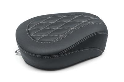 Mustang Motorcycle Products Wide Tripper Double Diamond Stitched Rear Seats 76648GM 08-21 Harley FL Touring Passenger Seat w/Grey Stitch - Black