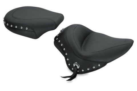 Mustang Motorcycle Seats Powersports 76751 11-13 Harley Blackline,12-17 Slim/Slim S Wide Stud Touring Passenger Seat w/Studs - Black