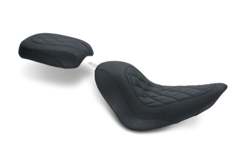 Mustang Motorcycle Seats Powersports 76785 06-17 Harley Softail Wide Tire (200mm) Tripper Passenger Seat Diamond Stitch - Black