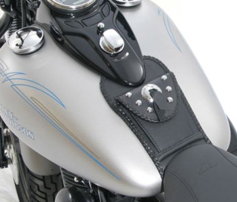 Mustang Motorcycle Seats Powersports Dash Panels 93349 08-13 Harley FLSTB Softail Tank Bib w/Studs - Black