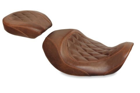 Mustang Motorcycle Seats Powersports 76711 06-17 Harley Dyna Wide Tripper Forward Solo Seat Diamond Stitch - Distressed Brown