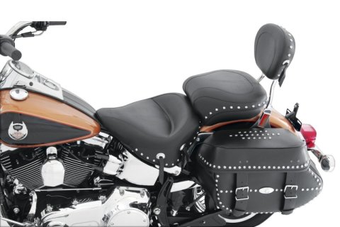 Mustang Motorcycle Seats Powersports 76243 06-17 Harley Softail Wide Tire (200mm) Std Touring,Wide Touring Pass Seat w/Studs - Black