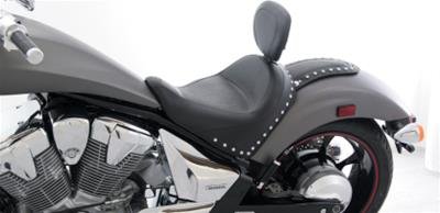 Mustang Motorcycle Products Wide Touring Smooth Solo Seats for 2010-2020 VT13CX FURY, 2010-2024 VT13CXA FURY ABS - 79626 10-21 Honda VT1300CX Fury Seat w/Driver Backrest Studs Black