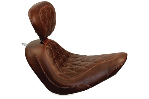 Mustang Motorcycle Seats Powersports 79815 04-21 Harley Sportster Wide Tripper Solo Seat w/Driver Backrest - Distressed Brown