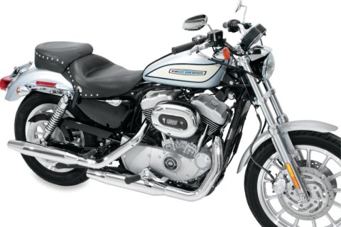 Mustang Motorcycle Seats Powersports 76151 04-21 Harley Sportster 3.3 Gallon Wide Touring Solo Seat w/Studs - Black