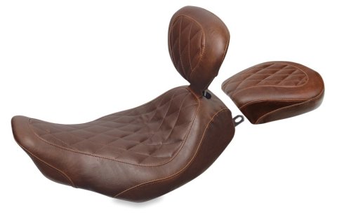 Mustang Motorcycle Seats Powersports 79696 97-07 Harley Rd King, 06-07 Str Glide, 00-05 Eagle Wide Tripper Solo Seat w/DBR - Brown