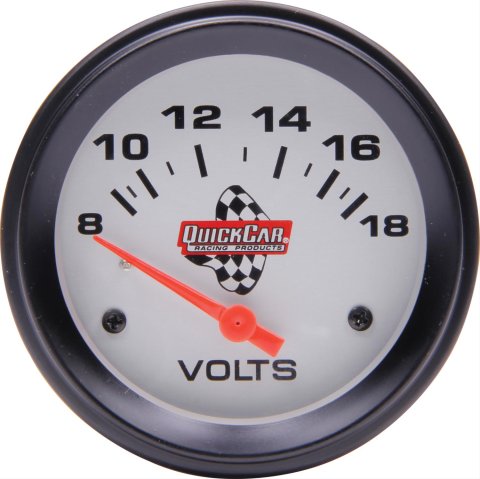 QuickCar Standard Gauges 611-6007 Gauge, Voltmeter, 8-18V, 2 5/8 in. Diameter, Silver Face, Analog, Electric, Each