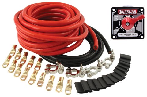 QuickCar Battery Cable Kits 57-014 Kit, Positive and Negative Cables, 4-gauge, Adapters, Hardware, Kit