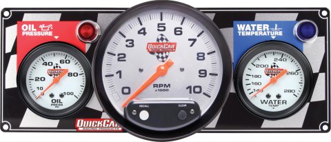 QuickCar Standard Gauge Panels 61-6031 Panel, Quick Car, 5 in.Tachometer, 2 5/8 in. Oil Pressure, 2 5/8 in Water Temperature, Analog, Kit