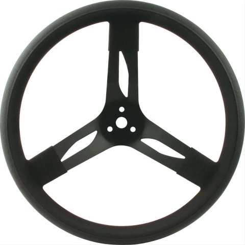 QuickCar Steering Wheels 68-003 Steel Wheel, Black, Black Rubber Grip, 15 in. Diameter, 3 in. Dish, 3-Bolt Mount, Each
