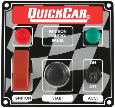 QuickCar Ignition Control Panels 50-023 Panel, Waterproof, Aluminum, 4.625 in. Width, 4.375 in. Height, 2-Switches, Lighted, Each