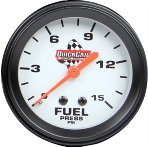 QuickCar Standard Gauges 611-6000 Gauge, Fuel Pressure, 0-15 psi., 2 5/8 in. Diameter, Analog, Mechanical, Each