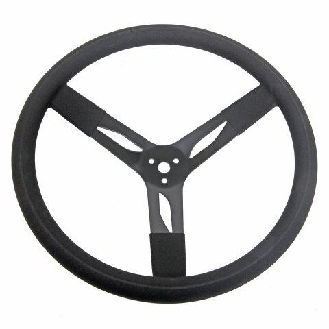 QuickCar Steering Wheels 68-004 Steel Wheel, Natural, Black Rubber Grip, 17 in. Diameter, 3 in. Dish, 3-Bolt Mount, Each