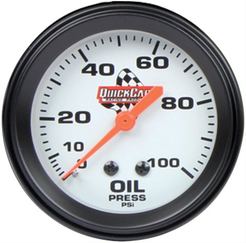 QuickCar Standard Gauges 611-6003 Gauge, Oil Pressure, 0-100 psi., 2 5/8 in., White Face, Analog, Mechanical, Each
