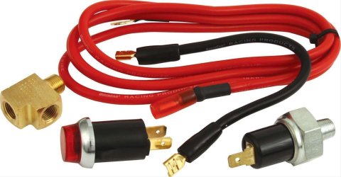 QuickCar Quick-Lite Oil Pressure Warning Light Kits 61-711 Kit, Quick-Light, Pressure, Red Lens, Chrome Housing, 3/4 in. Diameter, Kit