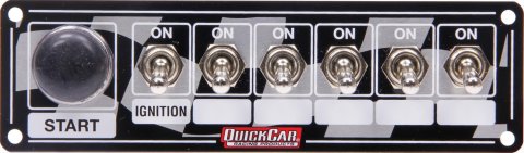 QuickCar Ignition Control Panels 50-165 Panel, Waterproof, Aluminum, 7.0 in. Width, 2.0 in. Height, 6-Switches, Each