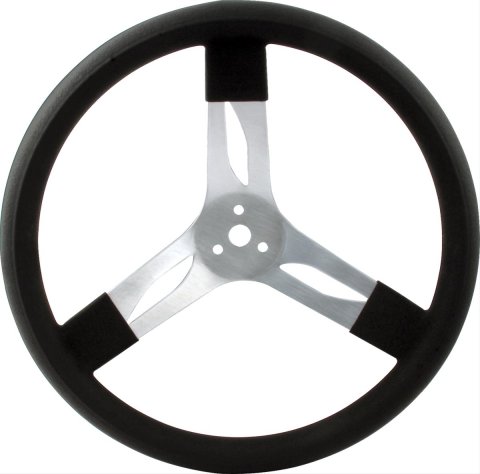 QuickCar Steering Wheels 68-002 Wheel, Aluminum, Natural Color 3-Spoke, Black Rubber Grip, 17.0 in. Dia., 3.0 in. Dish, 3-Bolt, Each