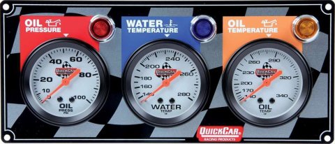 QuickCar Standard Gauge Panels 61-6011 Panel, Quick Car, 2 5/8 in., Oil Pressure, Oil Temperature, Water Temperature, Analog, Mechanical, Kit