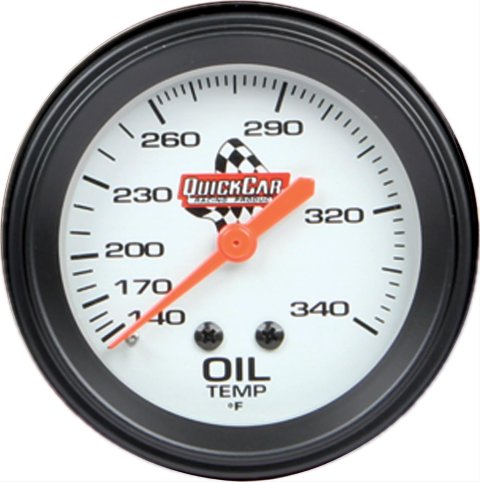 QuickCar Standard Gauges 611-6009 Gauge, Oil Temperature, 140-280 Degrees F, 2 5/8 in., White Face, Analog, Mechanical, Each