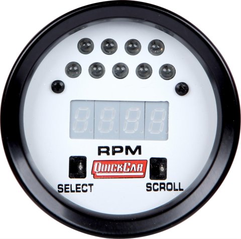 QuickCar Extreme LCD Digital Tachometers 611-7010 Tachometer, Digital, 0-18,000 RPM, 2 5/8 in. Diameter, Light Silver Face, Each