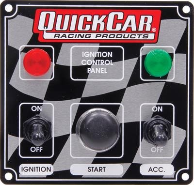 QuickCar Ignition Control Panels 50-022 Panel, Waterproof, Aluminum, 4.625 in. Width, 4.375 in. Height, 2-Switches, Lighted, Each