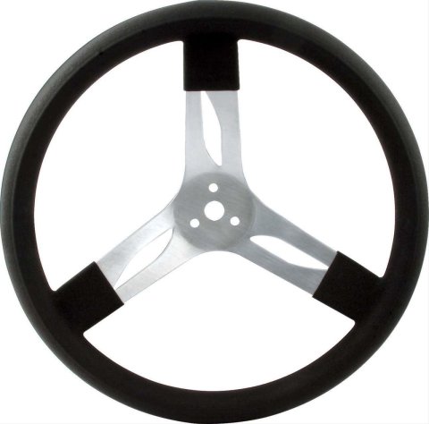 QuickCar Steering Wheels 68-001 Aluminum Wheel, Natural, Black Rubber Grip, 15 in. Diameter, 3 in. Dish, 3-Bolt Mount, Each