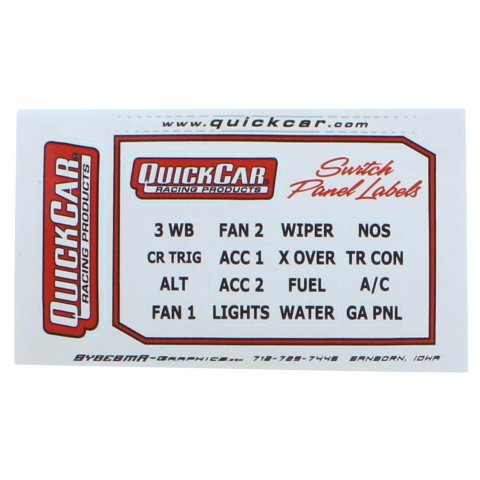 QuickCar Replacement Switch Panel Labels 50-003 Decals and Stickers, Labels, Logo, Vinyl, White/Black, Adhesive, Each