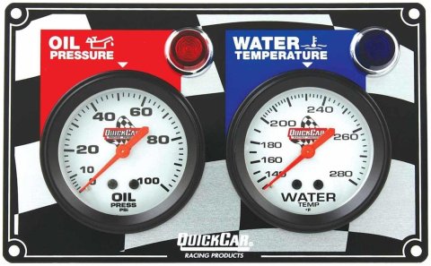 QuickCar Standard Gauge Panels 61-6001 Panel, Quick Car, 2 5/8 in., Oil Pressure, Water Temperature, Analog, Mechanical, Kit