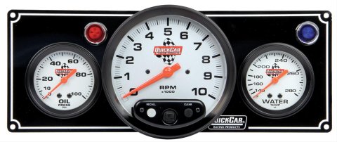 QuickCar Standard Gauge Panels 61-6731 Panel, Quick Car, 5 in.Tachometer, 2 5/8 in. Oil Pressure, 2 5/8 in Water Temperature, Analog, Kit