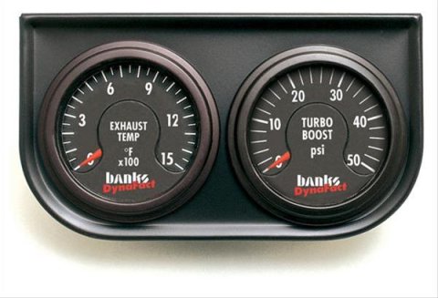 Banks Power DynaFact Boost Gauge Kits 64508 Gauges, DynaFact, Dual Panel, Boost, 0 - 50 psi, EGT, 0 - 1500 Degrees F, Thermocouple, 6.6L Duramax, 5.9L, 6.7L, Cummins, 6.0L Stroke, Kit