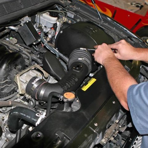Banks Power Ram-Air Intake Systems 41820 Air Intake, System, Black Polyethylene Tube, Cotton Gauze Filter, Oiled, Red, for Nissan, Armada, Titan, 5.6L, Kit