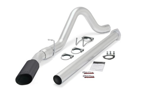 Banks Power Monster Exhaust Systems 49788-B System, Exhaust, Particulate Filter Back, Stainless, Natural, Single Exit, Passenger Side, Turnout, Black Tip, Ford, 6.7L, Kit