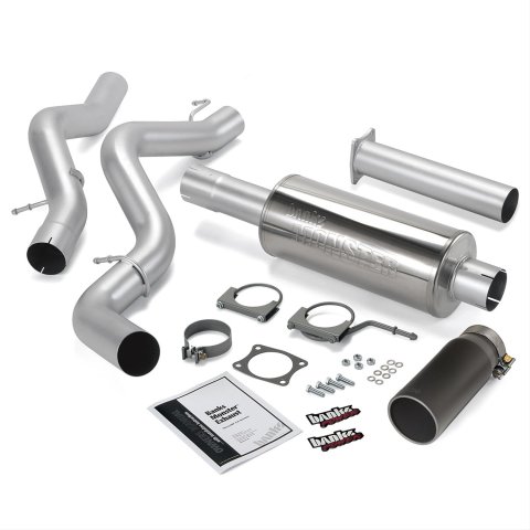 Banks Power Monster Exhaust Systems 48939-B System, Exhaust, Cat-Back, Stainless Steel, Single Exit, Rear Side Turnout, Black Tip, Chevy, GMC, 6.6L, Catalytic Converter, Kit