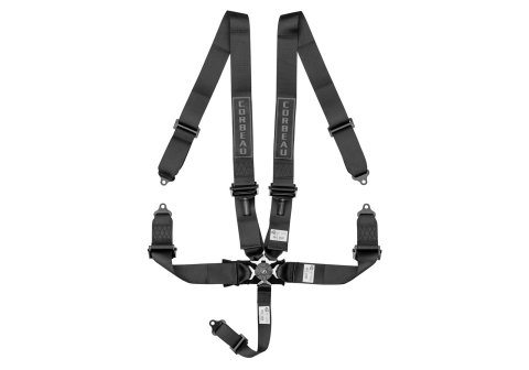 Corbeau Camlock 5-Point Harness 53001B Harness, 5-Point, Pull Down, Nylon, Black, 3 in. Width, Camlock, Wraparound/Bolt-in, Each
