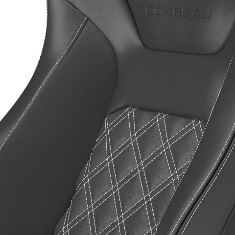 Corbeau Sportline RRB Black Seat 84913PR Bucket Seats, RRB, Vinyl, Carbon Diamond White Stitching, Lever Recline, Pair