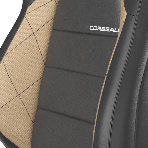 Corbeau Race Reclining Trailcat Black/beige Seat 44914PR Bucket and Bench Seats, Racing Seats, Black/Beige Vinyl, Black Stitching, Lever Recline, Pair