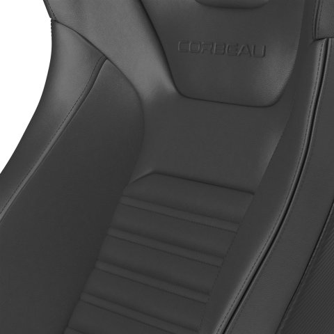 Corbeau Sportline RRS Black Vinyl Seat 74901PR Bucket and Bench Seats, Seats, Adjustable Bucket, Vinyl, Black, Stitching, Lever Recline, Pair