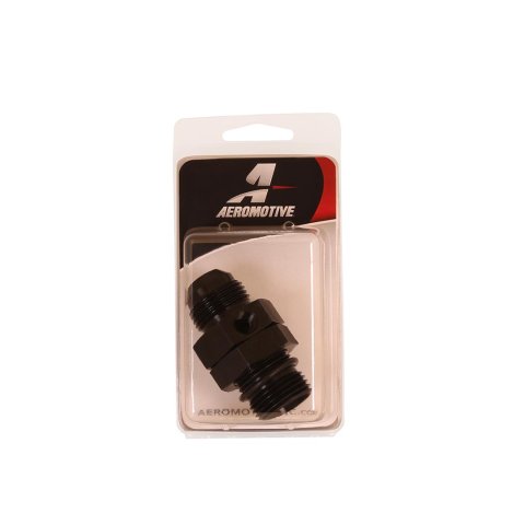 Aeromotive AN O-Ring Adapter Fittings 15742 and Adapters, Fittings, Swivel, Straight, Aluminum, Black Anodized, -12 O-ring Male O-ring, -12 Male AN, Each