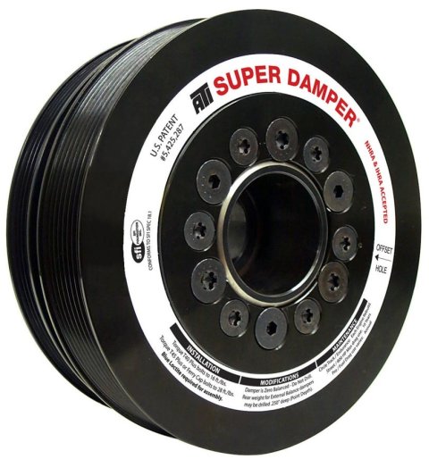 ATI Super Damper Serpentine Series Harmonic Balancers 917246 Balancer, Damper, Internal Balance, Steel, Black, Chevy, Small Block, Each