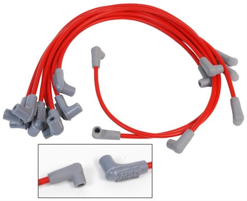 MSD 8.5mm Super Conductor Spark Plug Wire Sets 31489 Wires, Conductor, Spiral Core, 8.5mm, Red, Stock Boots, Chevy, Big Block, Marine, Set