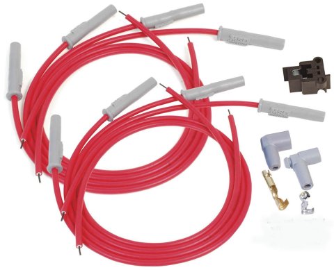 MSD 8.5mm Super Conductor Spark Plug Wire Sets 31189 Wires, Conductor, Spiral Core, 8.5mm, Red, Multi-Angle Boots, Universal, L8/V8, Set