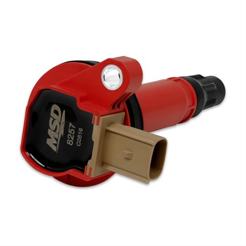 MSD Direct Replacement Ignition Coil Packs 8257 Coil, Replacement, Red, Tan Connector, Ford, 3.5L, Ecoboost, Each