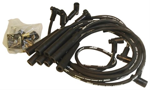 MSD Street Fire Spark Plug Wire Sets 5567 Wires, Fire, 8.0mm, Black, 90 Degree Distributor End, Chevy, GMC, Pickup/SUV, Big Block, Set